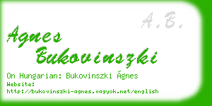 agnes bukovinszki business card